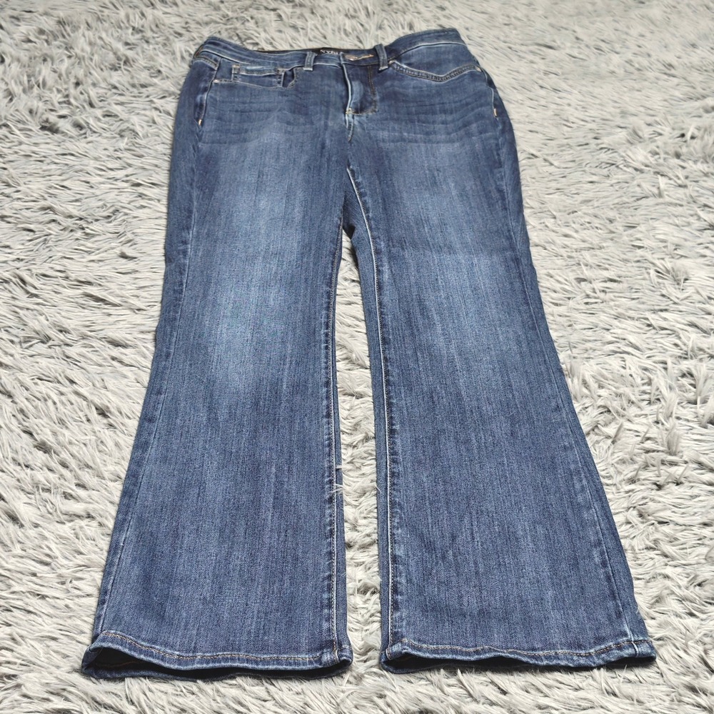 NYDJ Slim Bootcut Jeans Womens 0 Blue Denim Sure Stretch Lift Tuck Mid Rise